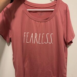 Rae Dunn Fearless Pink Short Sleeve Tee